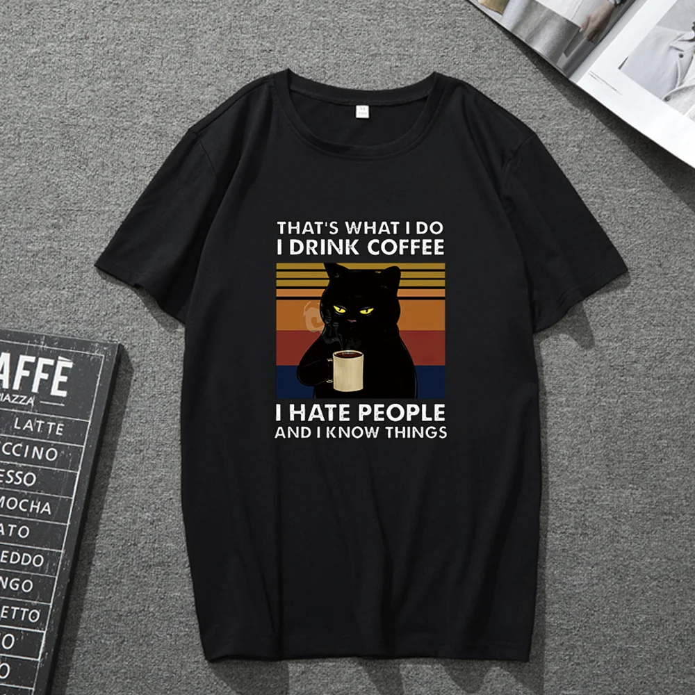 

Fashion T-shirt Unisex Black Series Short-sleeved O-neck Comfortable Slim Funny Cartoon Print Street Commuter Personalized Top
