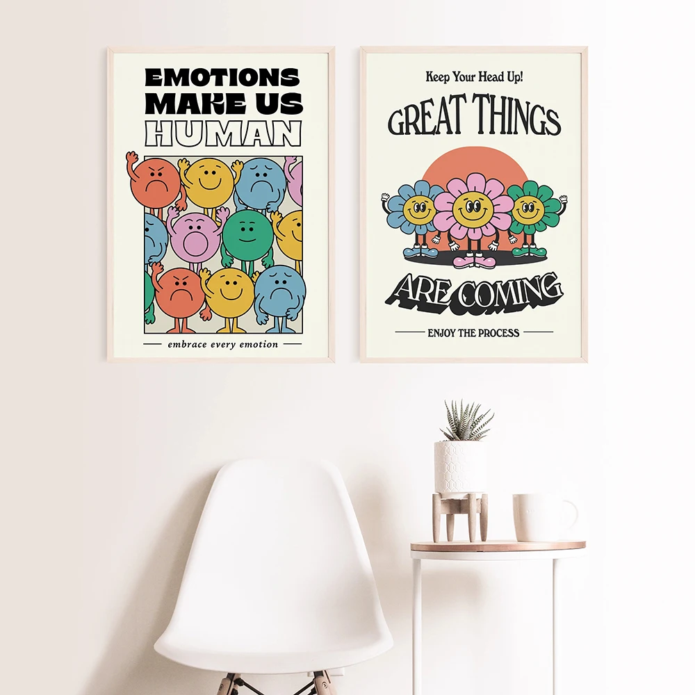 

Scandinavian Poster Inspirational Quote Canvas Painting Fashion Art Print Nordic Cartoon Wall Picture For Living Room Home Decor