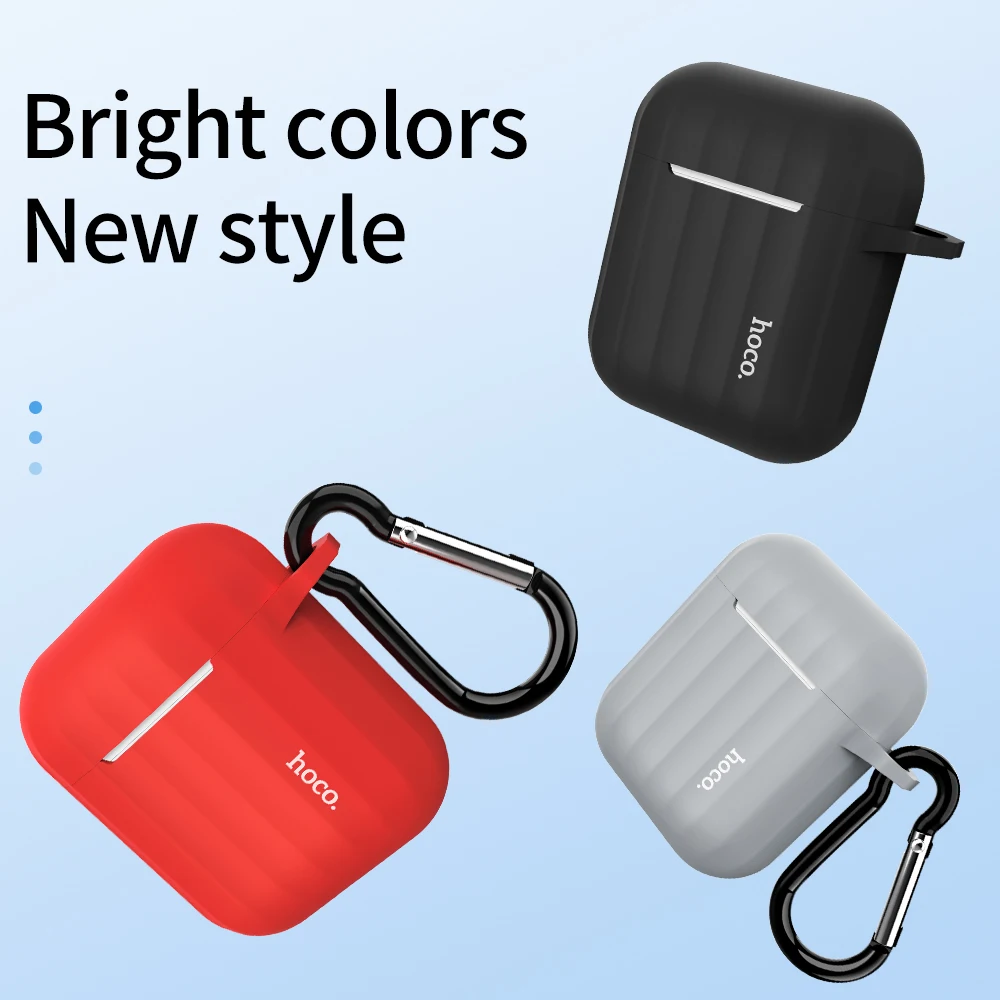 HOCO чехол для наушников для Apple Airpods, мягкий силиконовый чехол, цветной ультратонкий протектор для Air pods, чехол+ Подарок, не теряется
