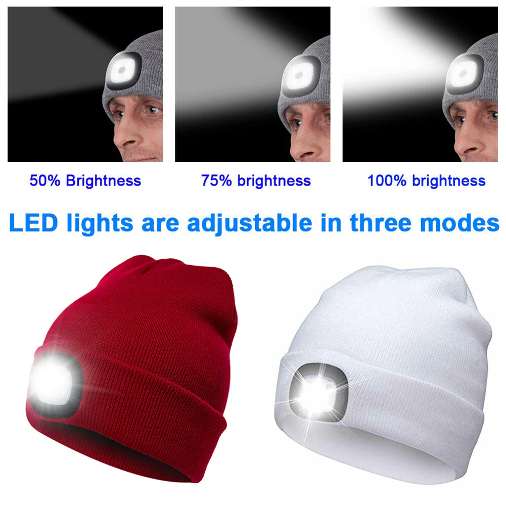 

Winter Unisex Warm LED Light Battery Powered Beanie Hat Cap for Outdoor Hunting Camping