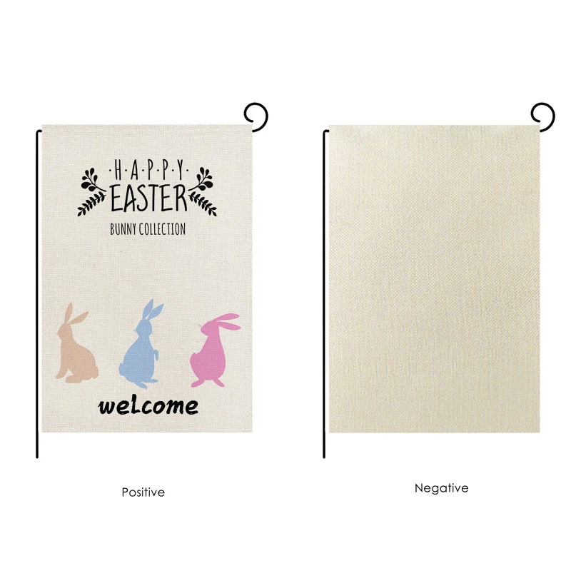 Fuwatacchi Easter Day's Decor Garden Flags Egg Rabbits Photo Flax Party Banner Flag Home DIY Festival Decoration Accessories New images - 6