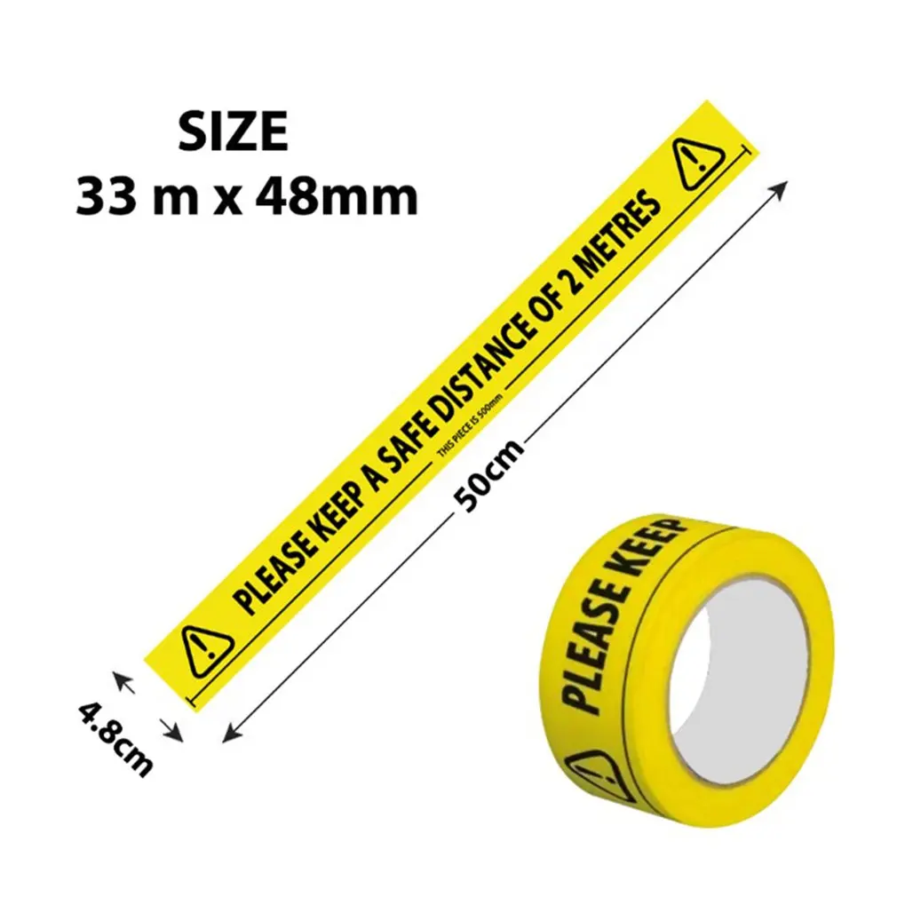 

Practical PVC floor warning tape Safety Tape 2m Metre Apart Social Safe Distancing Floor Tape 33 m x 48mm