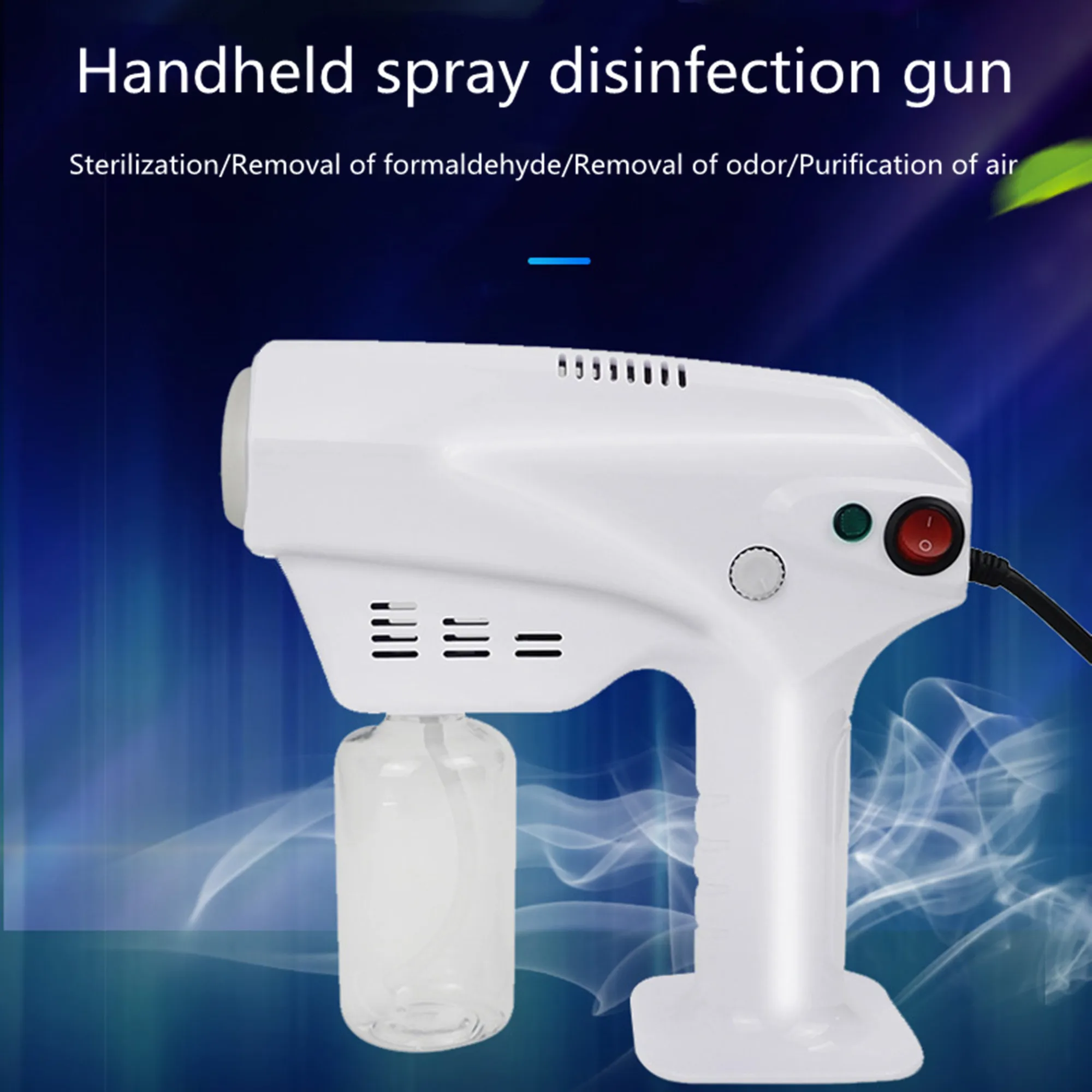 1200W Handheld Atomization Disinfection Fog Machine Stage Smoke Machine Blue Light Nano Steam Gun Hair Spray Machine