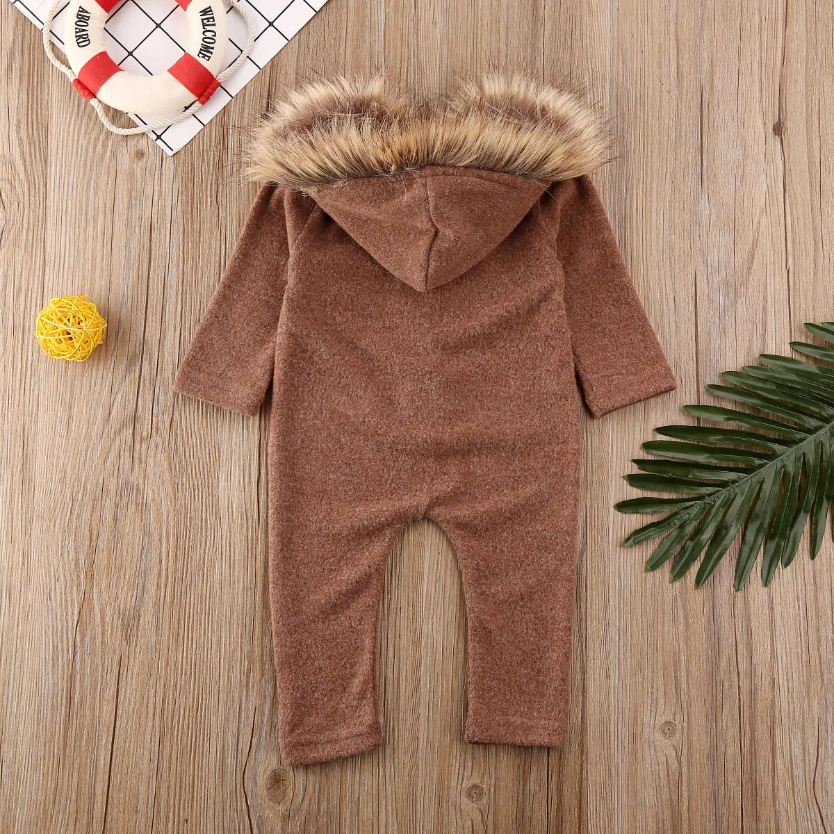 Теплый комбинезон с капюшоном для новорожденных мальчиков и девочек на осень
