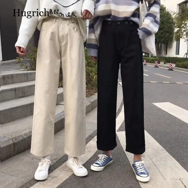 

Casual Pants Women New Summer Korean Chic Preppy Lady Straight Pant Harajuku High Waist Black Trouser Plus Size 4XL