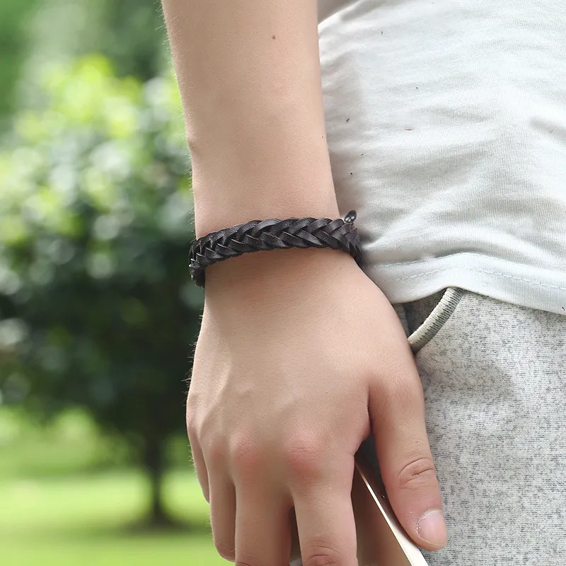 Плетеный браслет 1 шт. для пары простой крючок мужчин и женщин плетеный кожаный