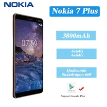 Original Nokia 7 plus Android Smartphone Full Screen Dual SIM 4G Black 6+64G Senior PhoneNokia 7plus Fashion Phone