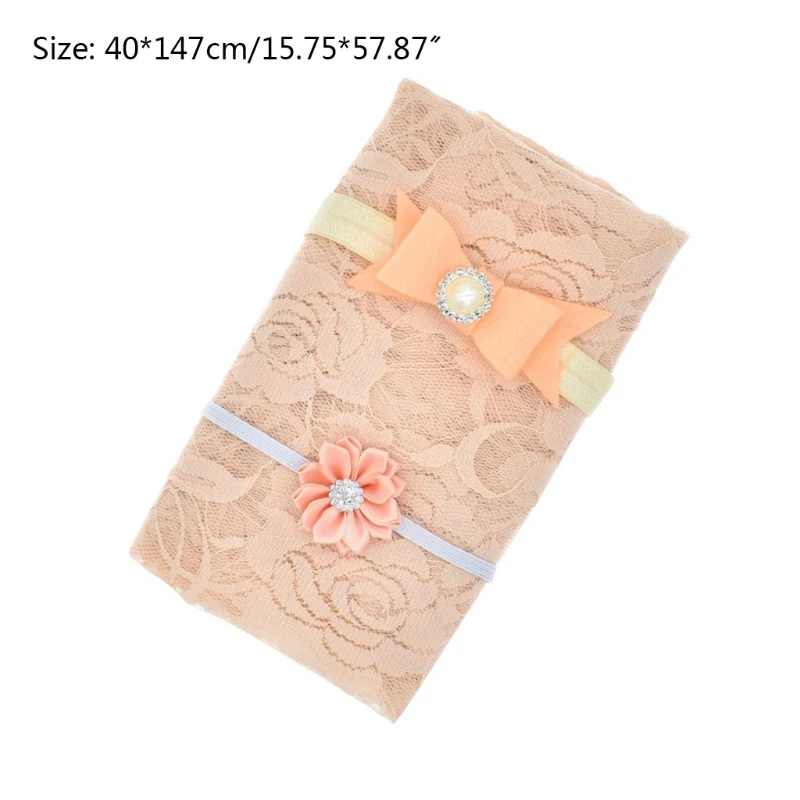 

1 Set Baby Swaddle Blanket Headband Set Newborn Photography Props Infants Photo Shooting Headwear Wrap Cloth Kit