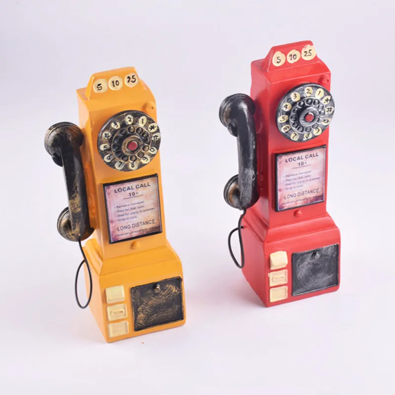 

[Новинка] винтажная скульптура, имитация телефонной будки, сберегающая модель горшка, статуэтка, художественная резьба, статуэтка из смолы, ...