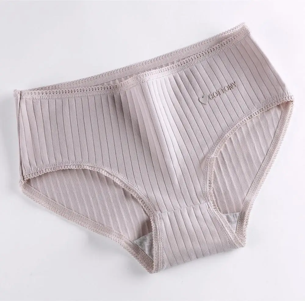 3 шт. женские хлопковые трусы со средней талией с кружевом | Женская одежда