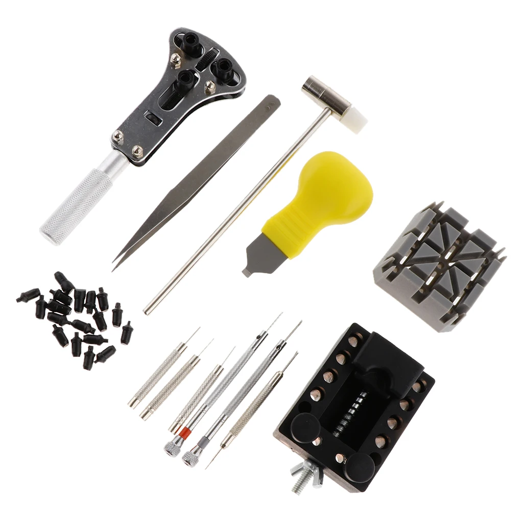 

30PCS Watch Repair Tool Kit Case Opener Watch Case Holder Set and A Hammer