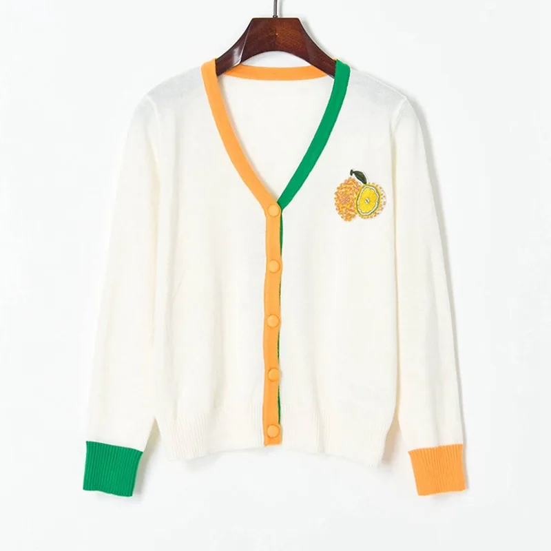 

Женский трикотажный кардиган с V-образным вырезом и длинным рукавом