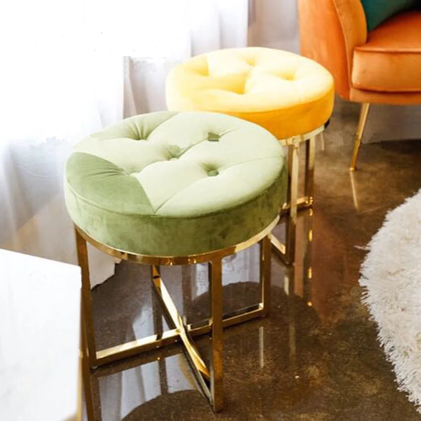 Современный простой чистый цветной тканевый художественный низкий табурет