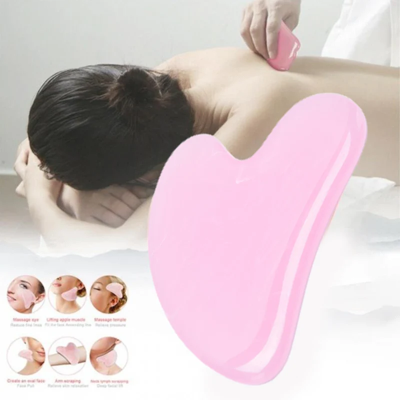 

1 PC Resin Heart-shaped Massage Scraping Board Artificial Rose Gua Sha Board Face Neck Body Massager Guasha Plate