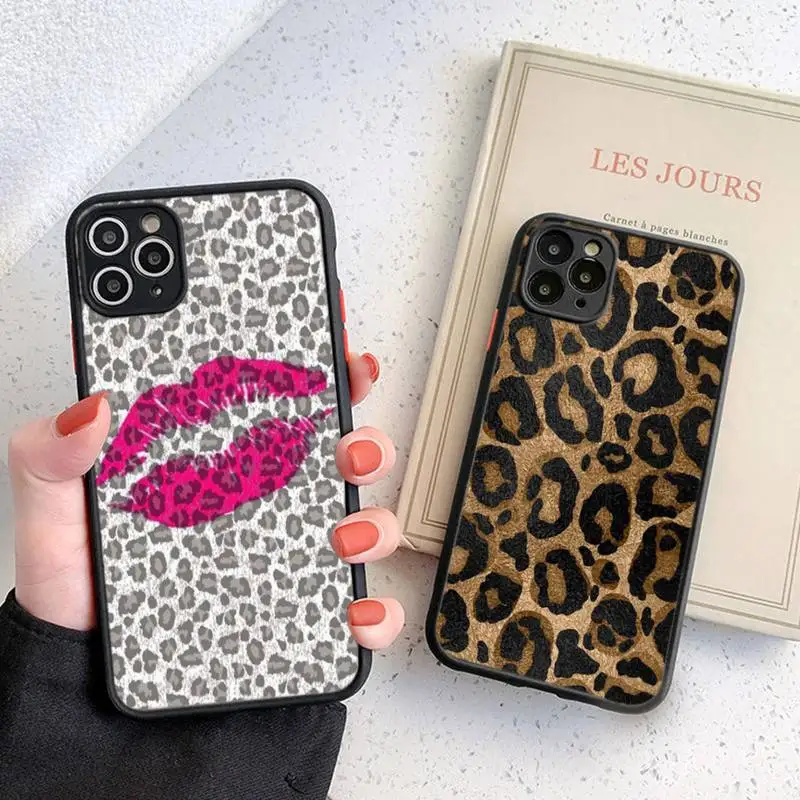 

Luxury Leopard Print Phone Case Black Transparent Matte For IPhone 7 8 11 12 S Mini Pro X XS XR MAX Plus Cover Shell