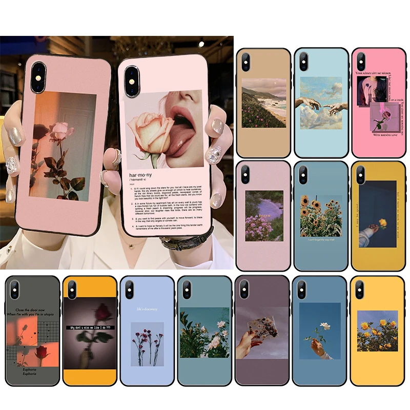 

Great Aesthetic Art Pink Yellow Blue Sunflower Phone Case for iphone 13 12 11 Pro Max Case For iPhone XS MAX X XR SE2 8 7 Plus