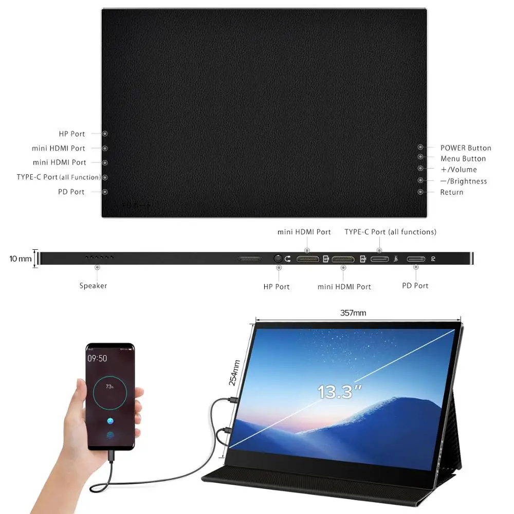 Игровой портативный монитор UPERFECT 13 3 дюйма 1080P FHD IPS сенсорный экран мобильный