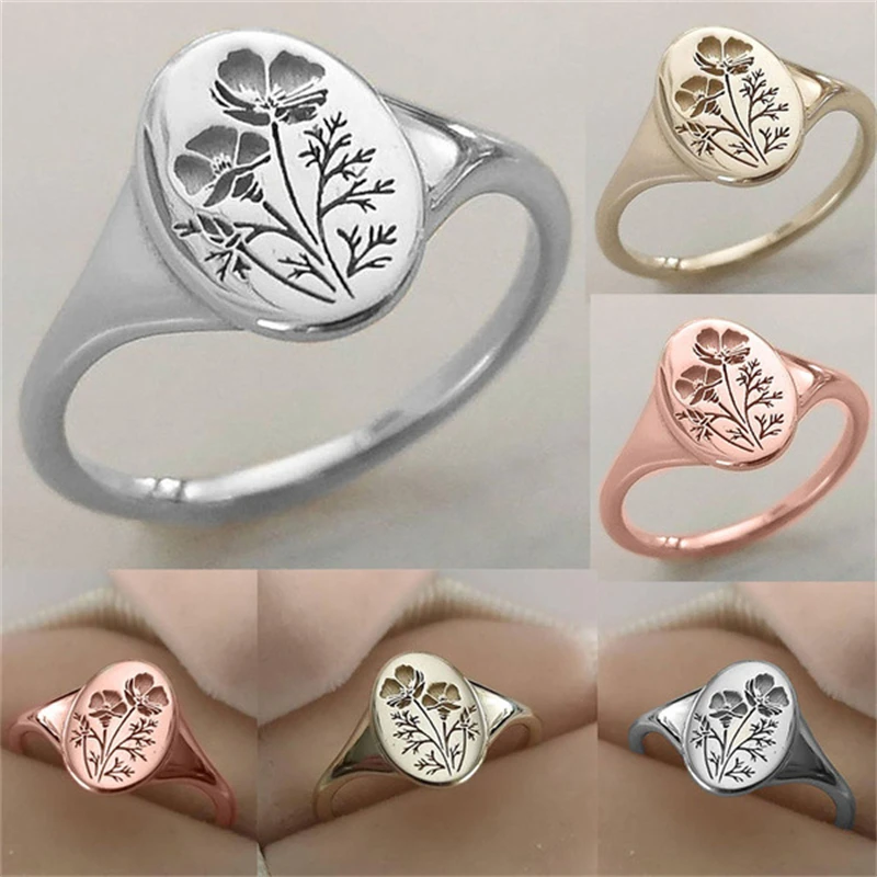 

Delicate Oval Wildflowers Ring 3D Gesanghua Alloy Ring Casual Party Plated Niche Flower Ring Jewelry for Women Wreath