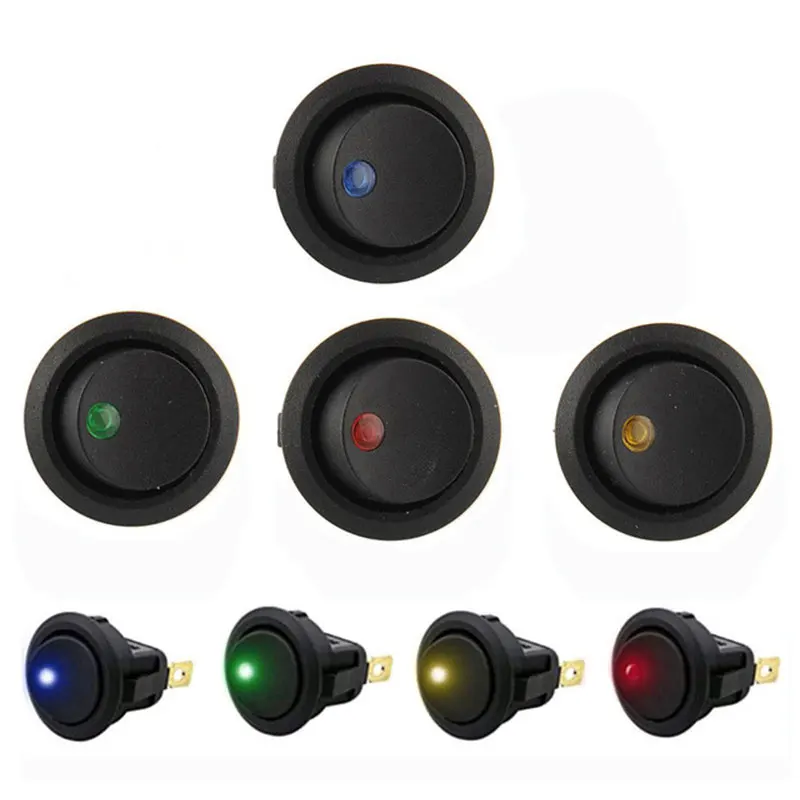 

5Pcs/Set ON/OFF 12V Round Rocker Dot Switch Waterproof LED Light Luminescence Toggle Switches