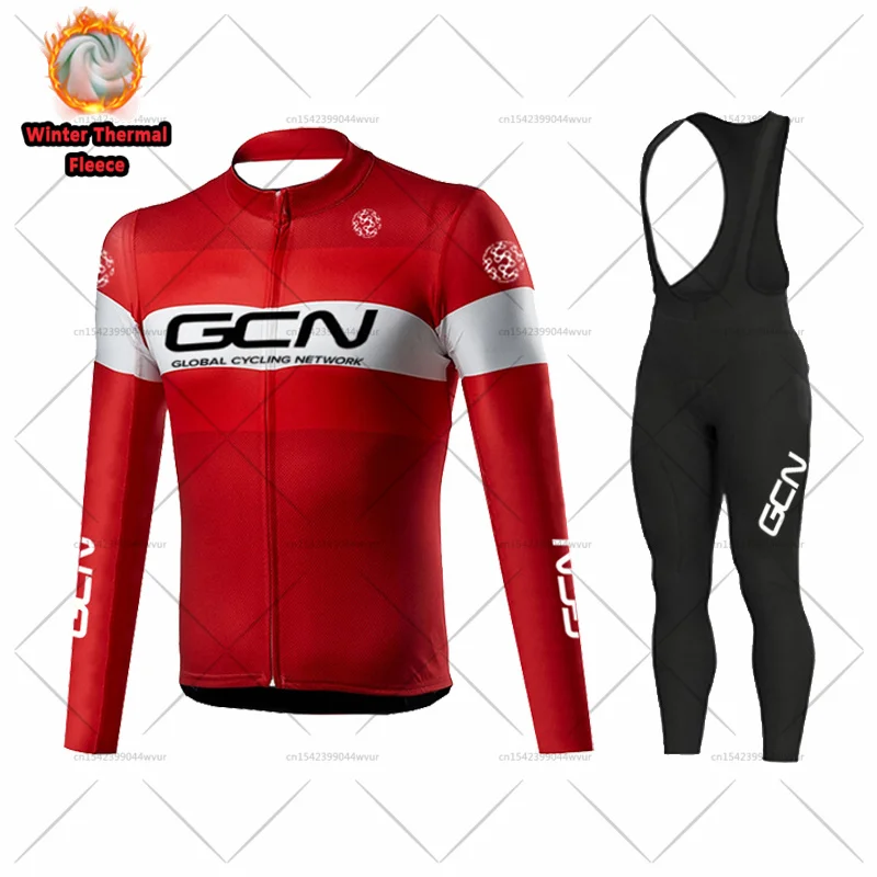 

2021 GCN Winter Thermal Fleece Cycling Clothing Men MTB Uniform Bike Wear Bicycle Clothes suit Long sleeve Cycling Jersey Set