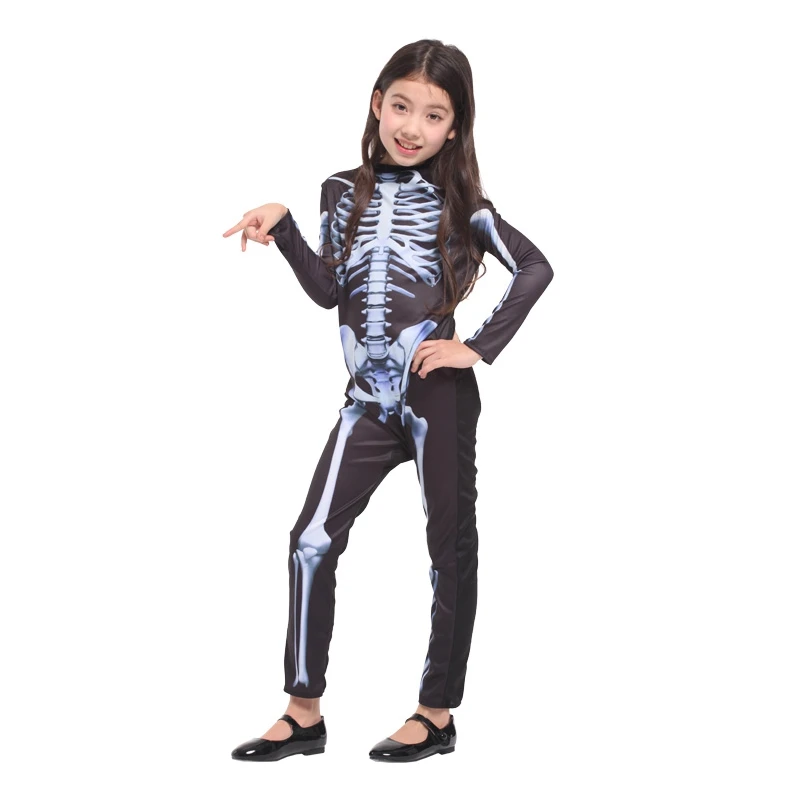 Детский карнавальный комбинезон со скелетом для девочек | Тематическая одежда и