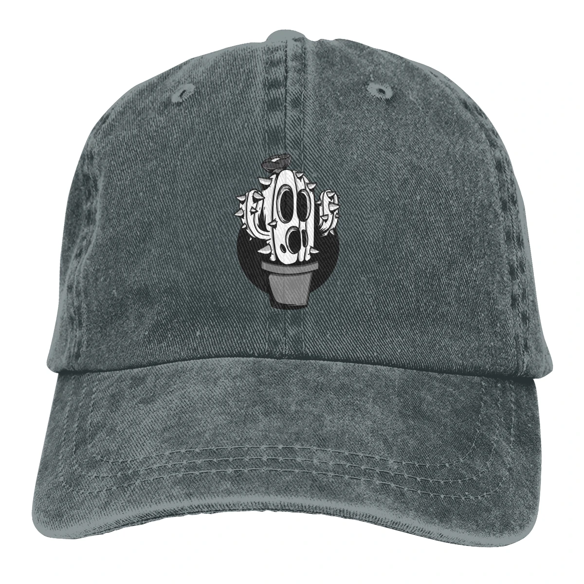 Black And White Cactus Monster Mascot Vintage Unisex Adjustable Trucker Cap for Adult | Аксессуары для одежды