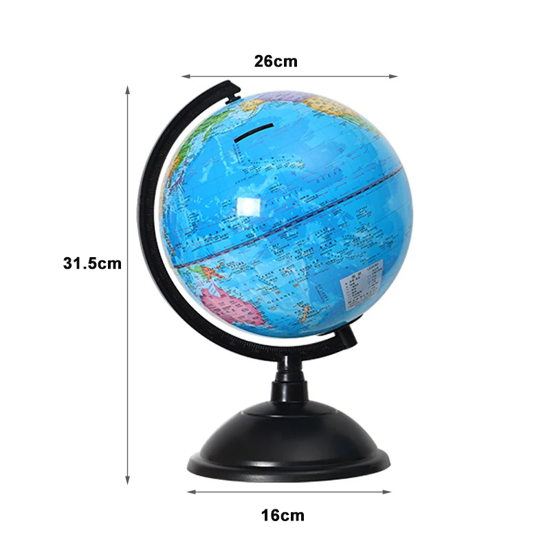 

World Earth Globe Education Toy for Children Saving Coins Money Boxes Tank Saving Box for Kids Gift Office and Household Decor