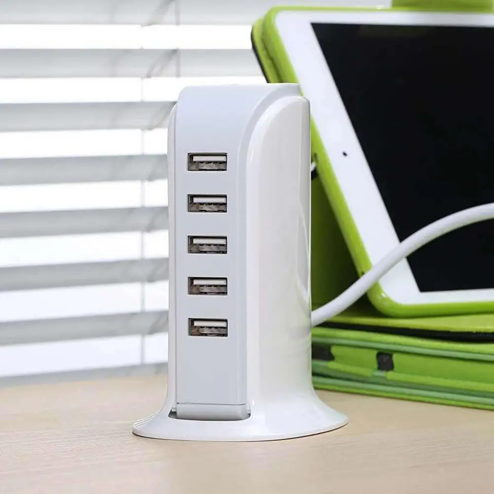 

5 Ports USB Charger HUB LED Display Multi USB Charging Station Dock Universal Mobile Phone Desktop Wall Home EU UK Plug