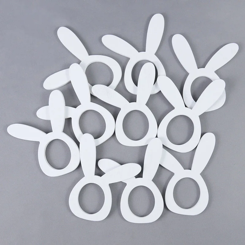 1pc Wood Napkin Ring Easter Rabbit Napkin Holder Buckles Happy Easter Wedding Party Dinner Banquet Home Table Decor Tissue Ring