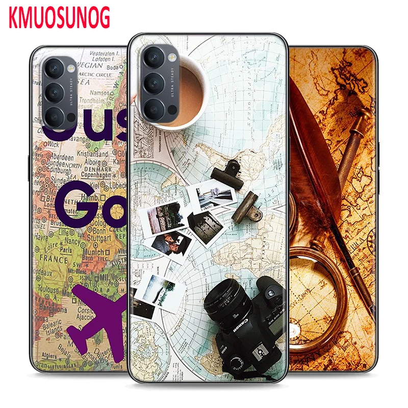 

Silicone Cover World Map Travel Just Go for OPPO Reno 4 3 Pro 10X Zoom 2 Z F ACE X2 Pro 5G A5 A9 2020 Phone Case