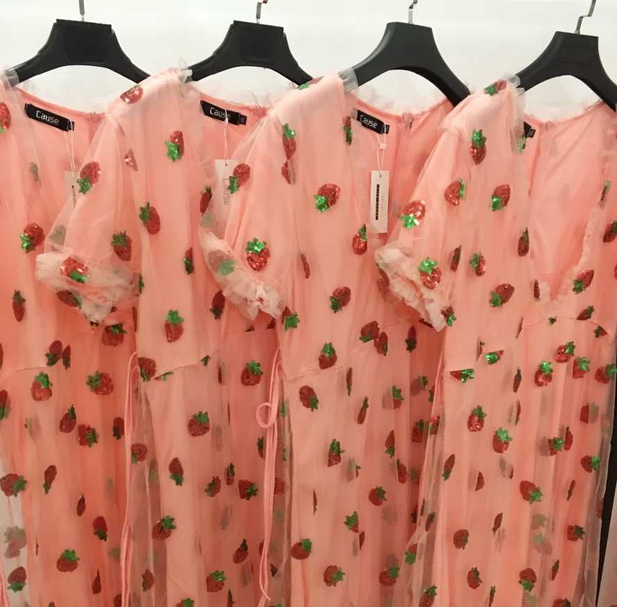 

Plus size 5XL Women Black Pink Strawberry Sequined Dress v-neck Sweet Elegant Evening Party Formal Dress Classy Maxi Dress