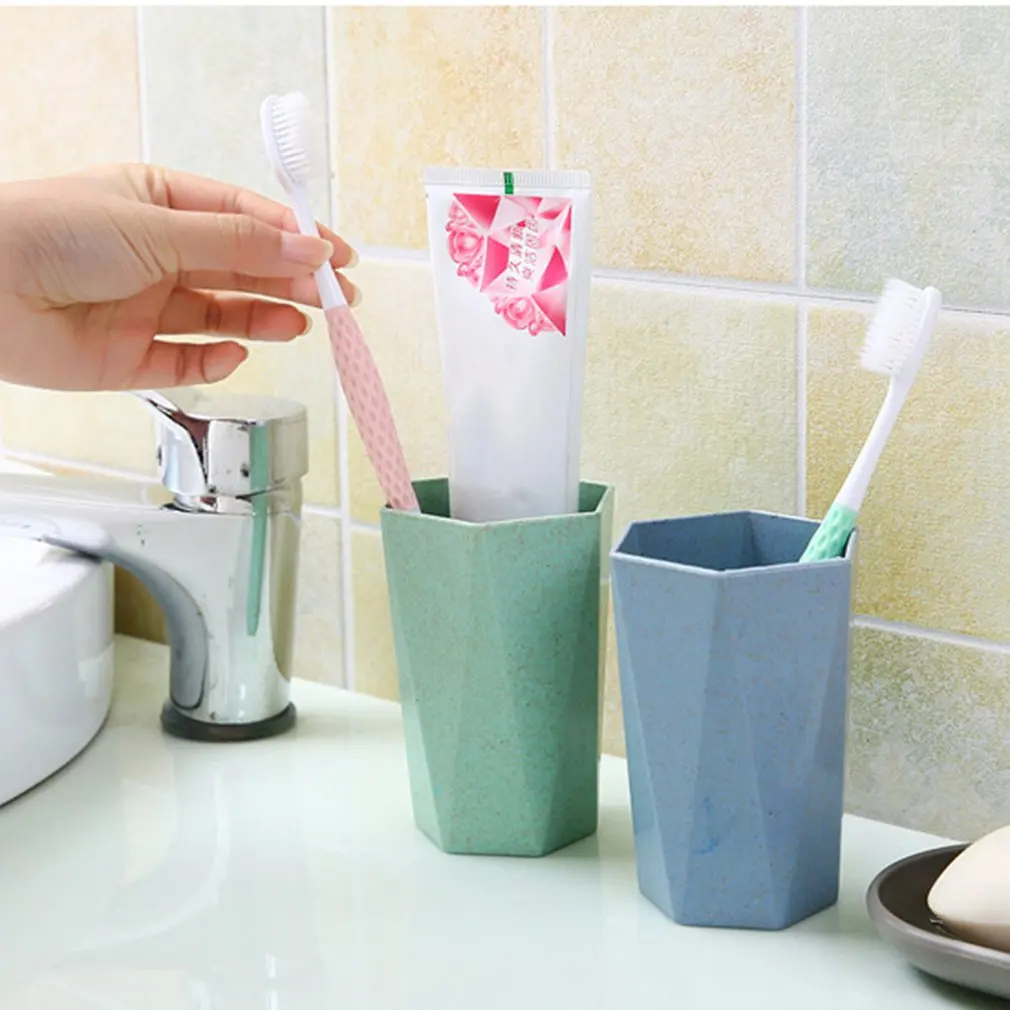 Креативная ромбовидная пшеничная соломенная чашка держатель для зубной щетки