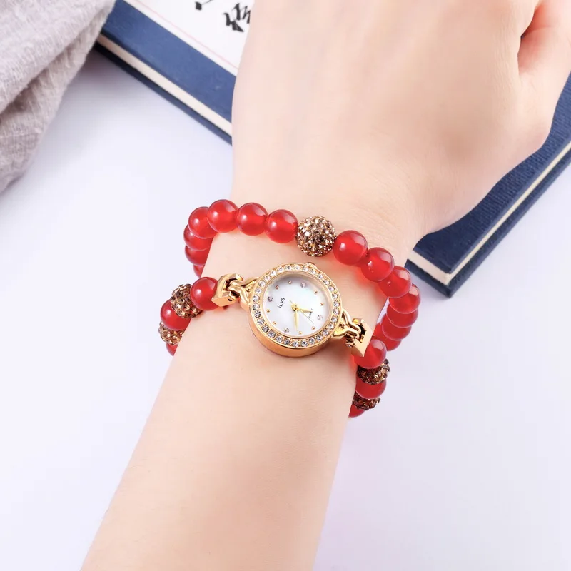 

WOMEN'S BRACELET WATCH COMPACT AND DELICATE FASHION STYLE GOLD PEARL WATERPROOF GIFTS FOR GIRLS SET QUARTZ WATCH