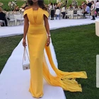 Элегантные прямые желтые вечерние платья, длинное вечернее платье, простое облегающее вечернее платье Дубая, официальное платье для вечеринки, 2022