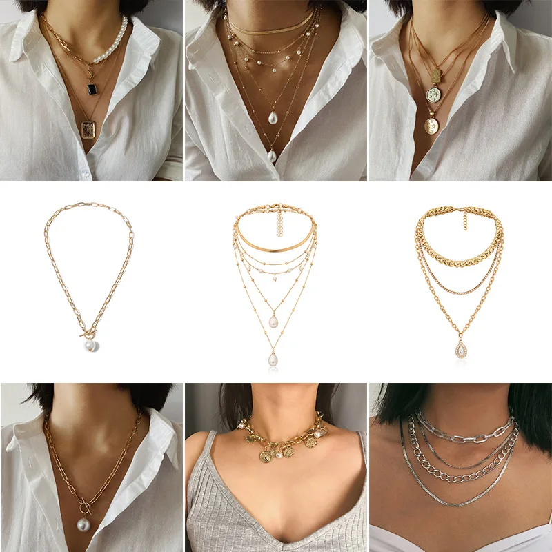 

Initial Gold Choker Pearl Necklace Women Men Kolye Collier Femme Chain Statement Necklaces Jewelry Bijoux Brincos 2020 ZA gifts