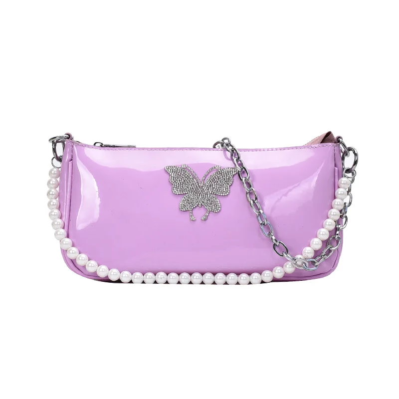 Женская сумка мессенджер маленькая из яркой кожи на молнии с цепочкой винтажная