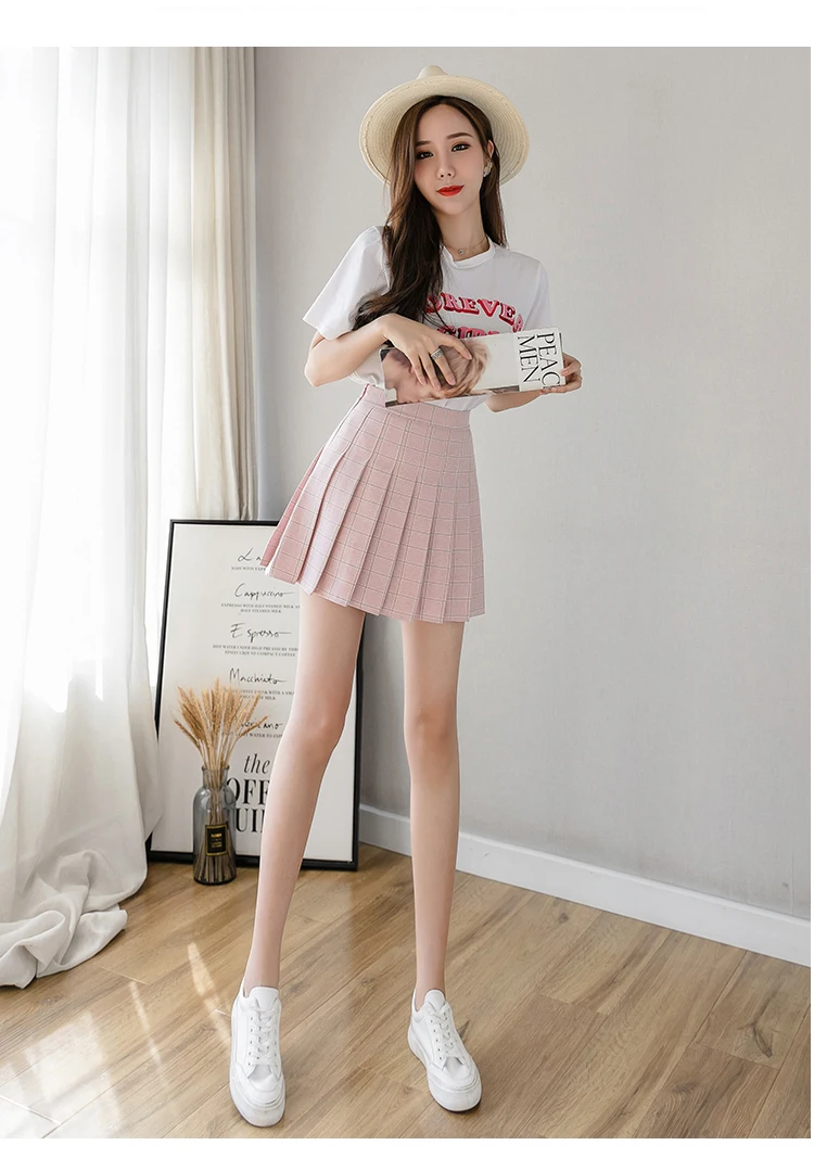 Harajuku консервативный стиль клетчатая юбка Мини Милая кавайная Jupe Женская