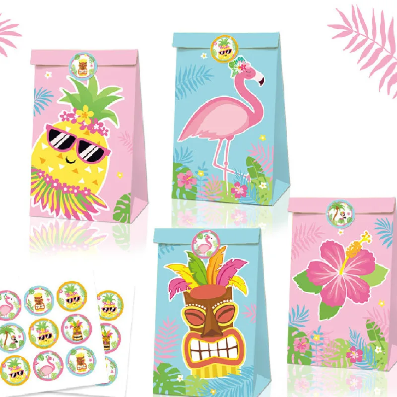 

12pcs candy boxes Gift bag Hawaii Luau summer pineapple flamingo beach theme Birthday Baby Shower wedding bridal shower favor