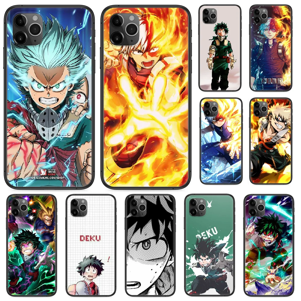 Чехол для телефона с аниме My Hero Boku academic iphone 4 4s 5 5S SE 5C 6 6S 7 8 plus X XS XR 11 PRO MAX 2020 черный