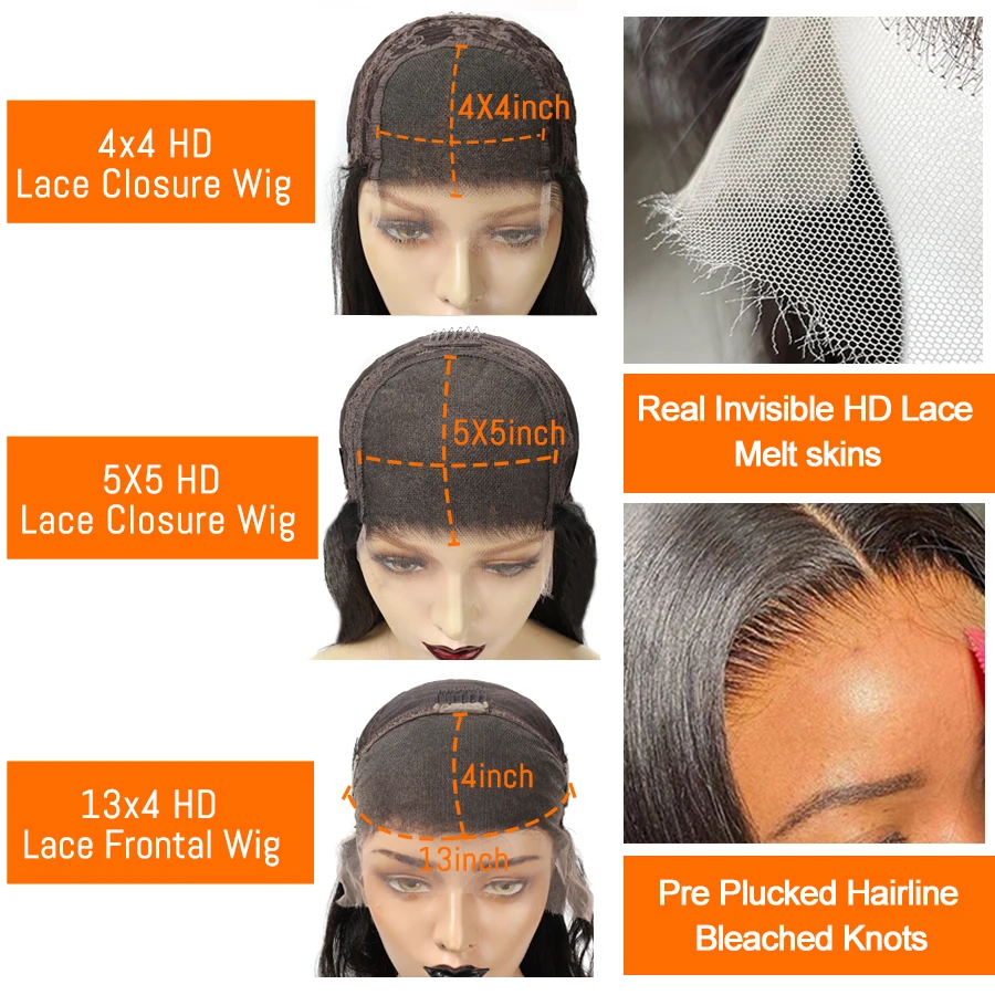 Парик на сетке 13 х4 HD настоящие невидимые парики из человеческих волос для женщин