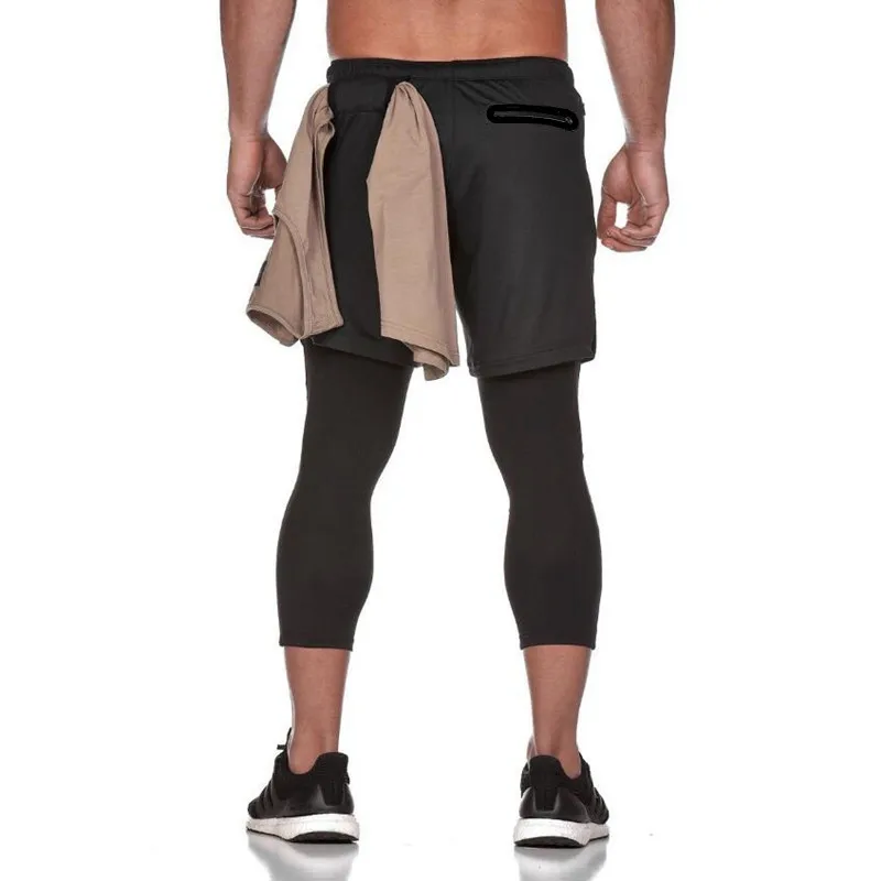 Running Shorts Mens Leggings and shorts 2 in 1 Double layer Gym Fitness Sportswear Short pants Jogger Training Jogging Clothing | Спорт и