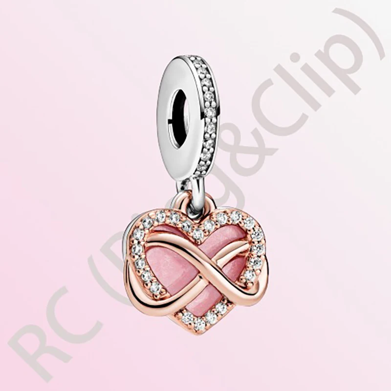 

2020 New Arrival S925 Sterling Silver Beads Sparkling Infinity Heart Dangle Charms fit Original Pandora Bracelets Women Jewelry