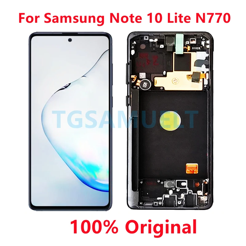 

Протестированный ЖК-дисплей N770F для Samsung Galaxy Note 10 Lite, дисплей с рамкой Super AMOLED Note10 Lite SM-N770F/DS, запчасти для сенсорного ЖК-экрана