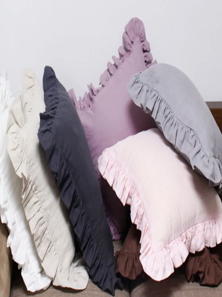 Роскошные французские льняные наволочки для подушек диванных из чистого льна