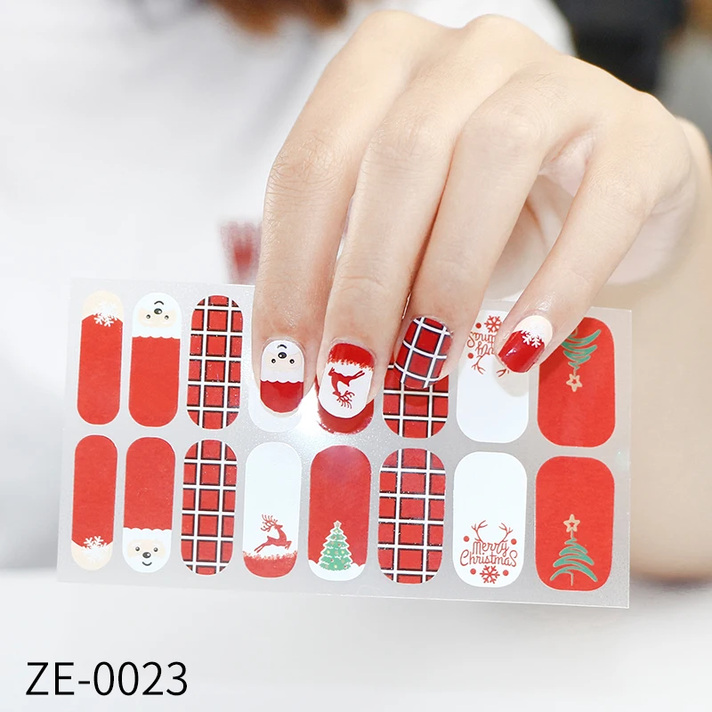 16 наконечников/Лист наклейки для ногтей полное покрытие градиент блестящие