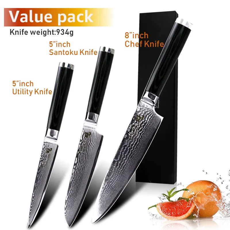558set with gift box Дамаск ножи Chef Ножи японский Кухня Ножи Дамаск VG10 67 Слои Нержавеющая сталь Ножи Ультра Sharp Микарта ручки - Цвет: 558set with gift box