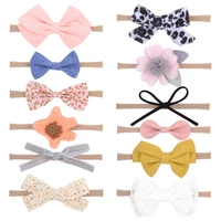 12pc seamless 10 4inch bowtie elastic hair bands for children hotsale sets for girls hair ornaments