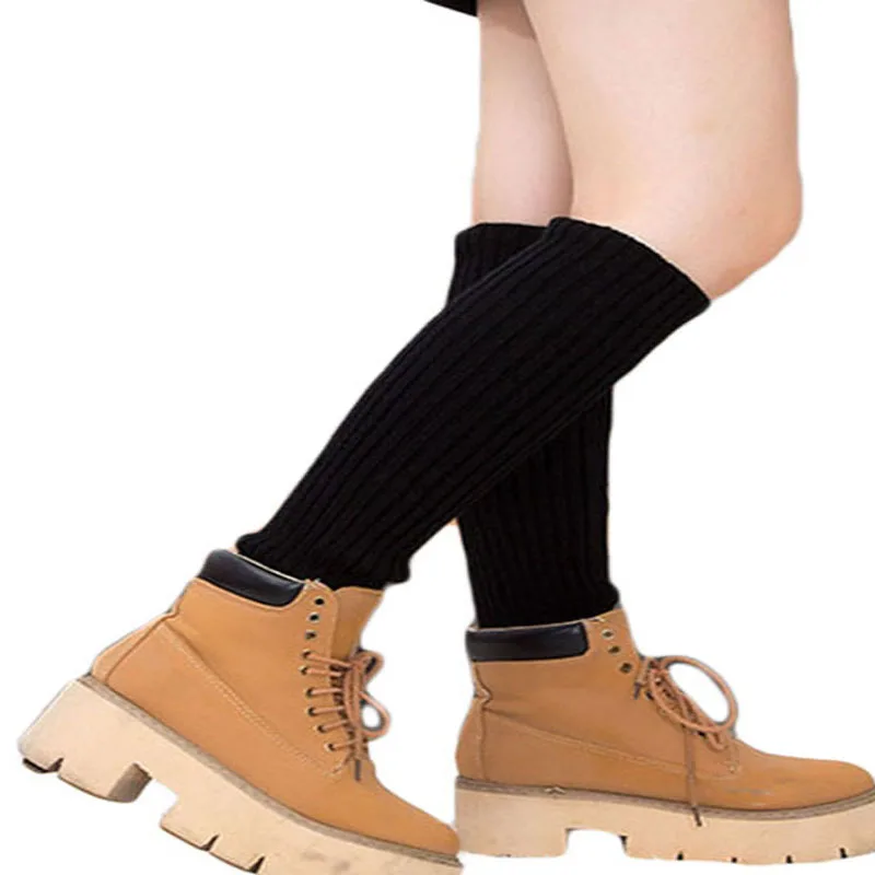 

Candy Colors Women Thigh High Leg Warmers Knit Boot Cuffs Leg Elastic Gaiter Geometric Boots Socks