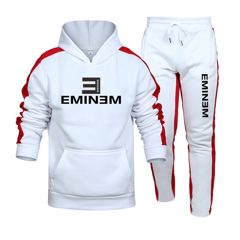

2021 Tracksuit Fashion EMINEM WEAR Sportswear Two Piece Sets All Cotton Fleece Thick hoodie+Pants Sporting Suit