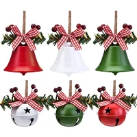 6 pcs christmas bells ornaments christmas jingle bells craft bells star cutouts christmas anniversary bells with berry
